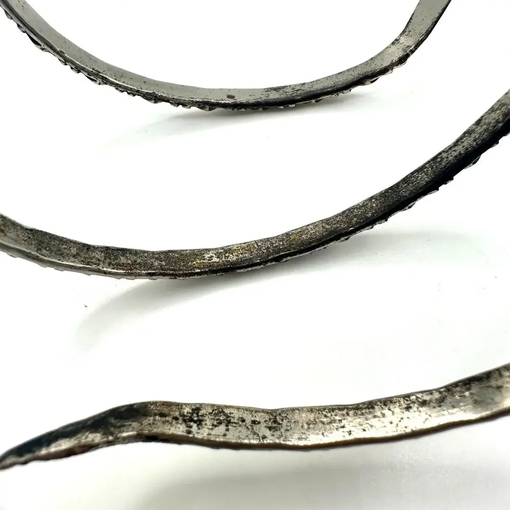 Vintage silver tone snake textured cuff bangle wrap bracelet adjustable 20.5”